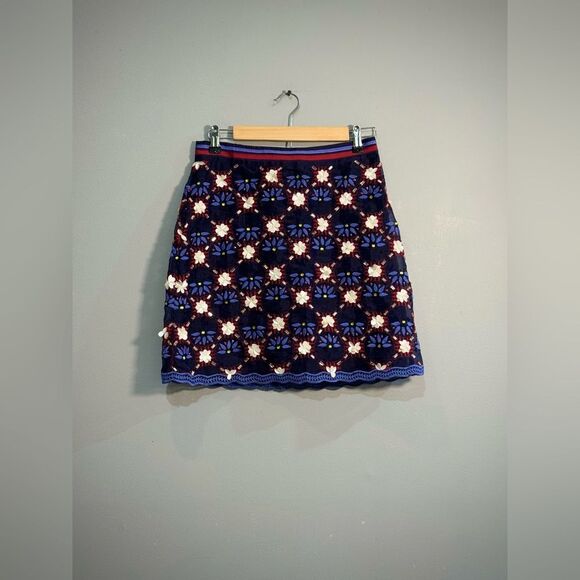 Navy Maeve Mayfair Beaded and Embroidered Skirt Size 4 EUC - Picture 3 of 7